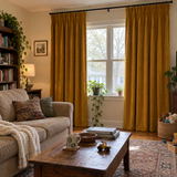 108 Inch Long Golden Ochre Velvet Curtains