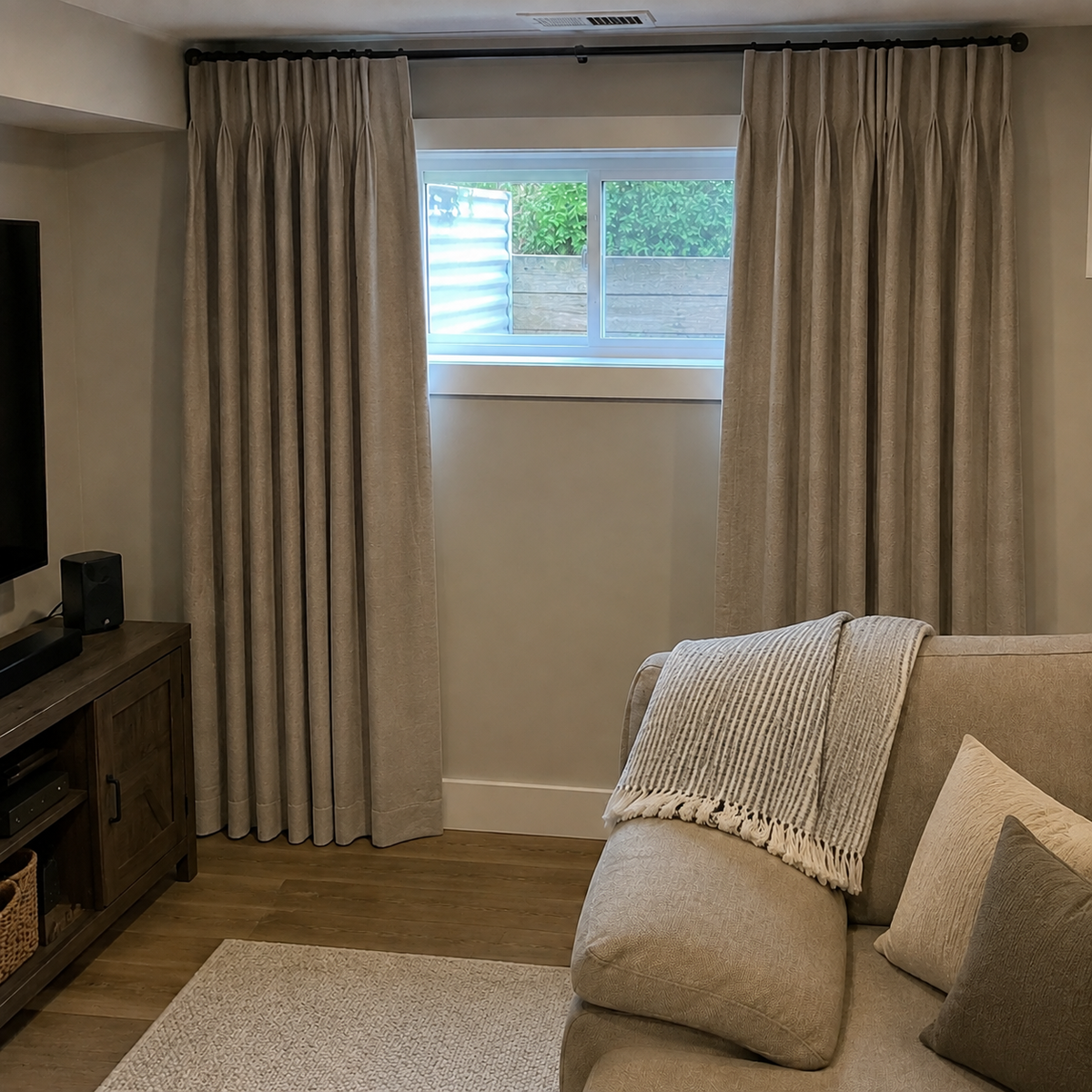 Mushroom Beige Linen Blackout Curtains
