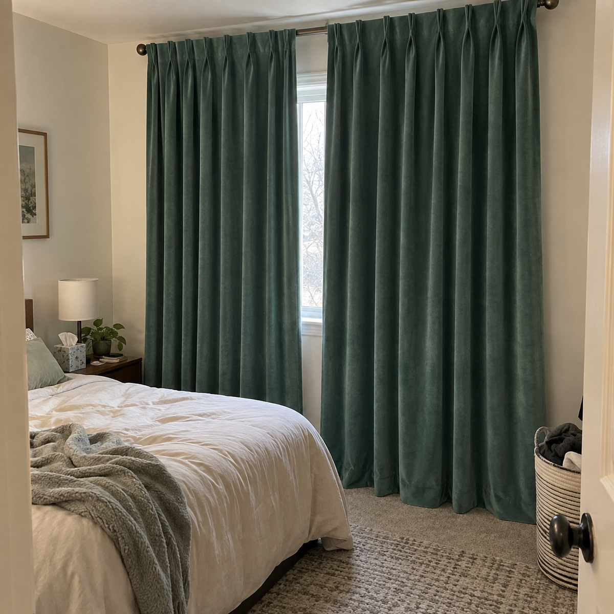 96 Inch Long Jade Green Velvet Curtains