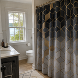 Black Gold Geometric Shower Curtain