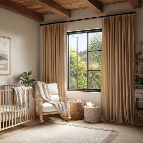 63 Inch Long Latte Beige Velvet Curtains