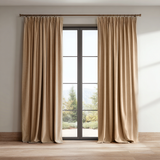 84 Inch Long Latte Beige Velvet Curtains