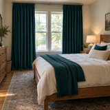 120 Inch Long Dark Jade Green Velvet Curtains