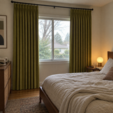 Avocado Green Velvet Pinch Pleat Curtains