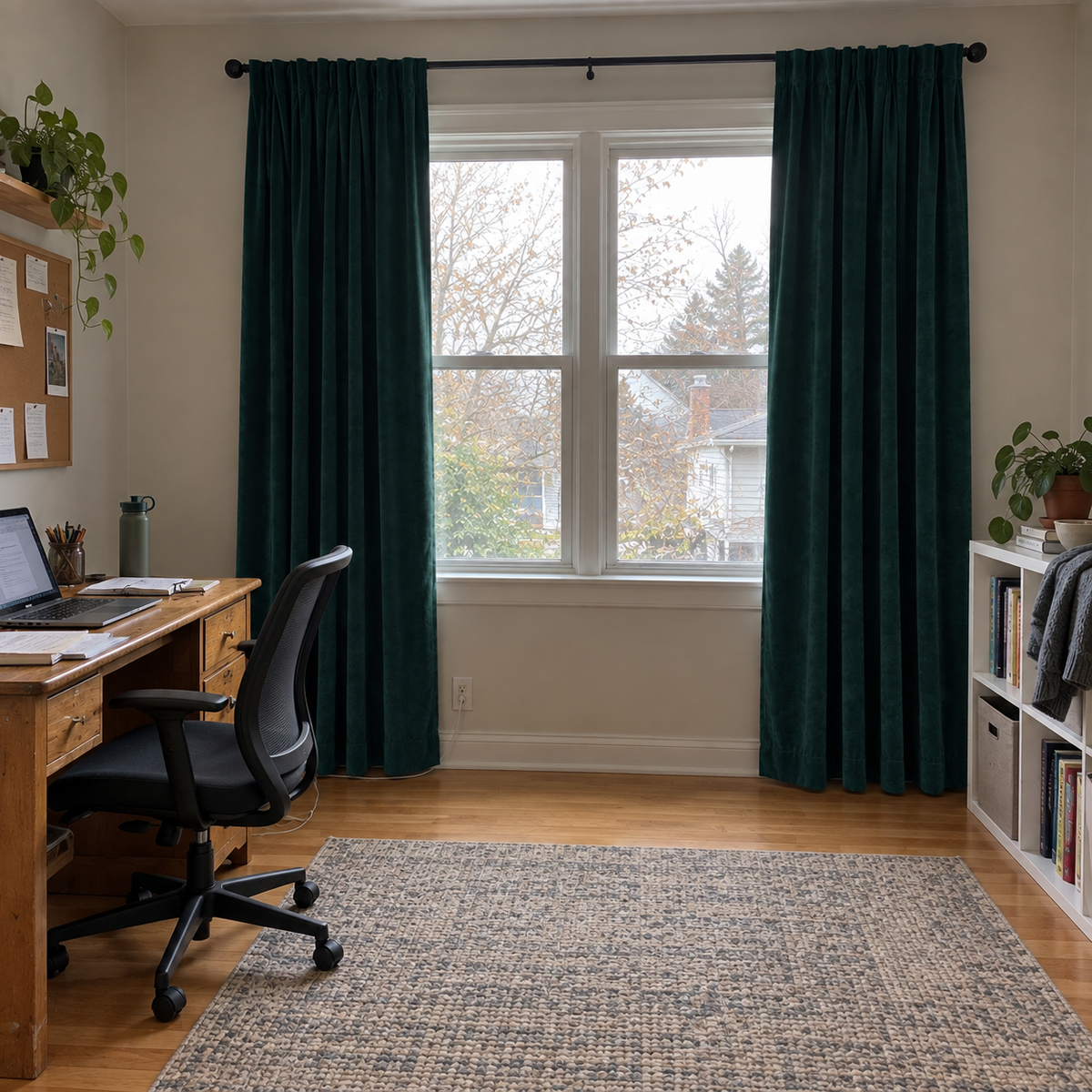 84 Inch Long Dark Jade Green Velvet Curtains