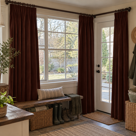 Dark Mahogany Flame Retardant Velvet Curtains