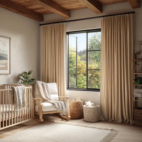 108 Inch Long Milk Tea Beige Velvet Curtains