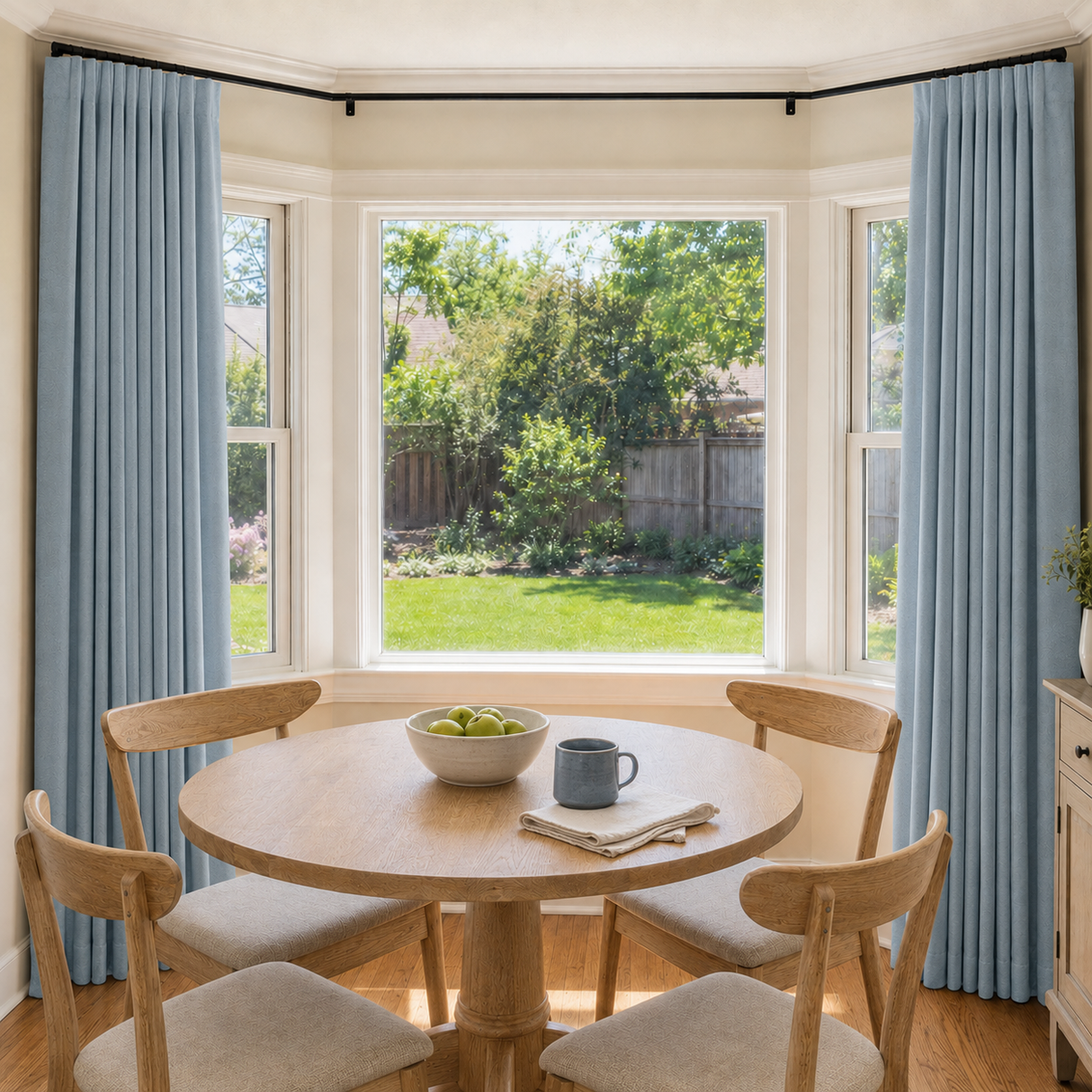 Misty Blue Double-Sided Cotton Blend Blackout Curtains