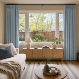 84 Inch Long Misty Blue Double-Sided Cotton Blend Blackout Curtains