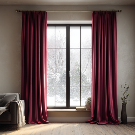 Mulberry Red Velvet Grommet Top Curtains