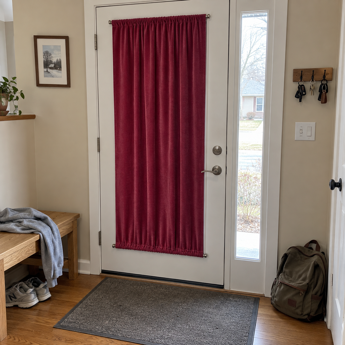Mulberry Red Velvet Door Curtain