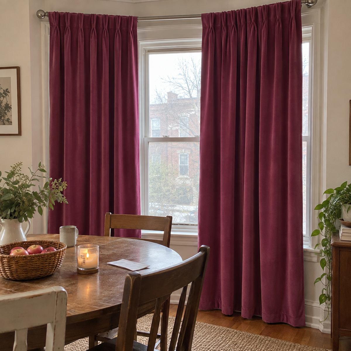 120 Inch Long Mulberry Red Velvet Curtains
