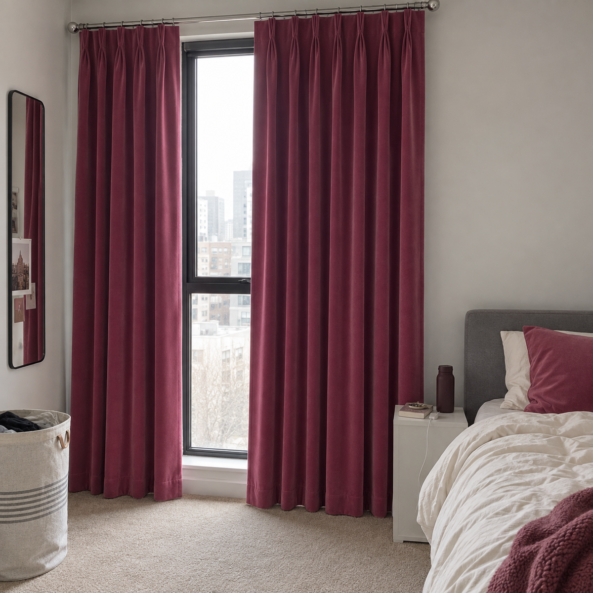 120 Inch Long Mulberry Red Velvet Curtains