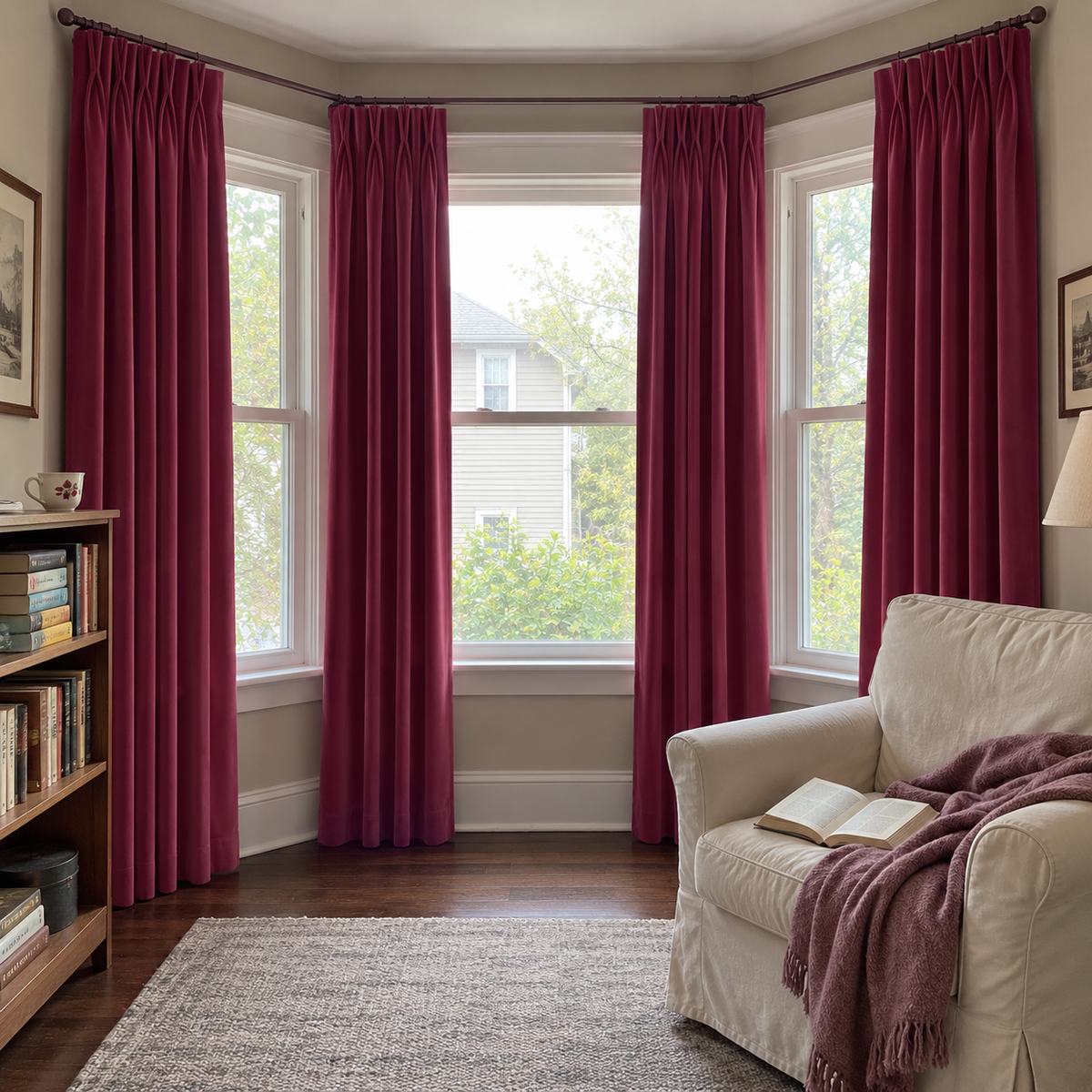 63 Inch Long Mulberry Red Velvet Curtains