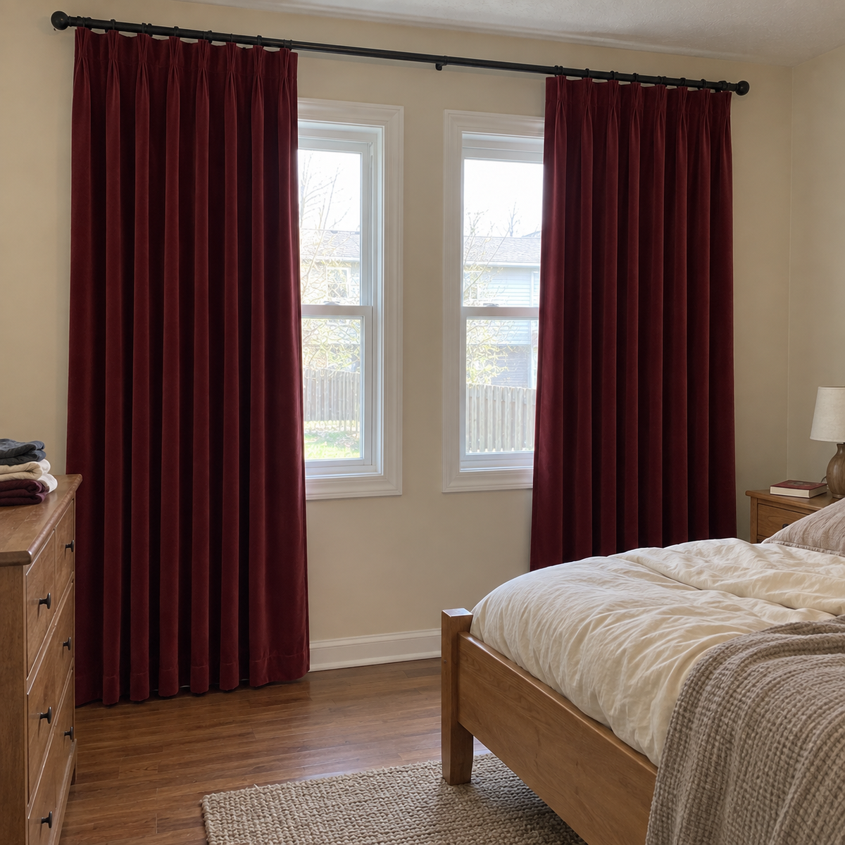 84 Inch Long Bordeaux Red Velvet Curtains