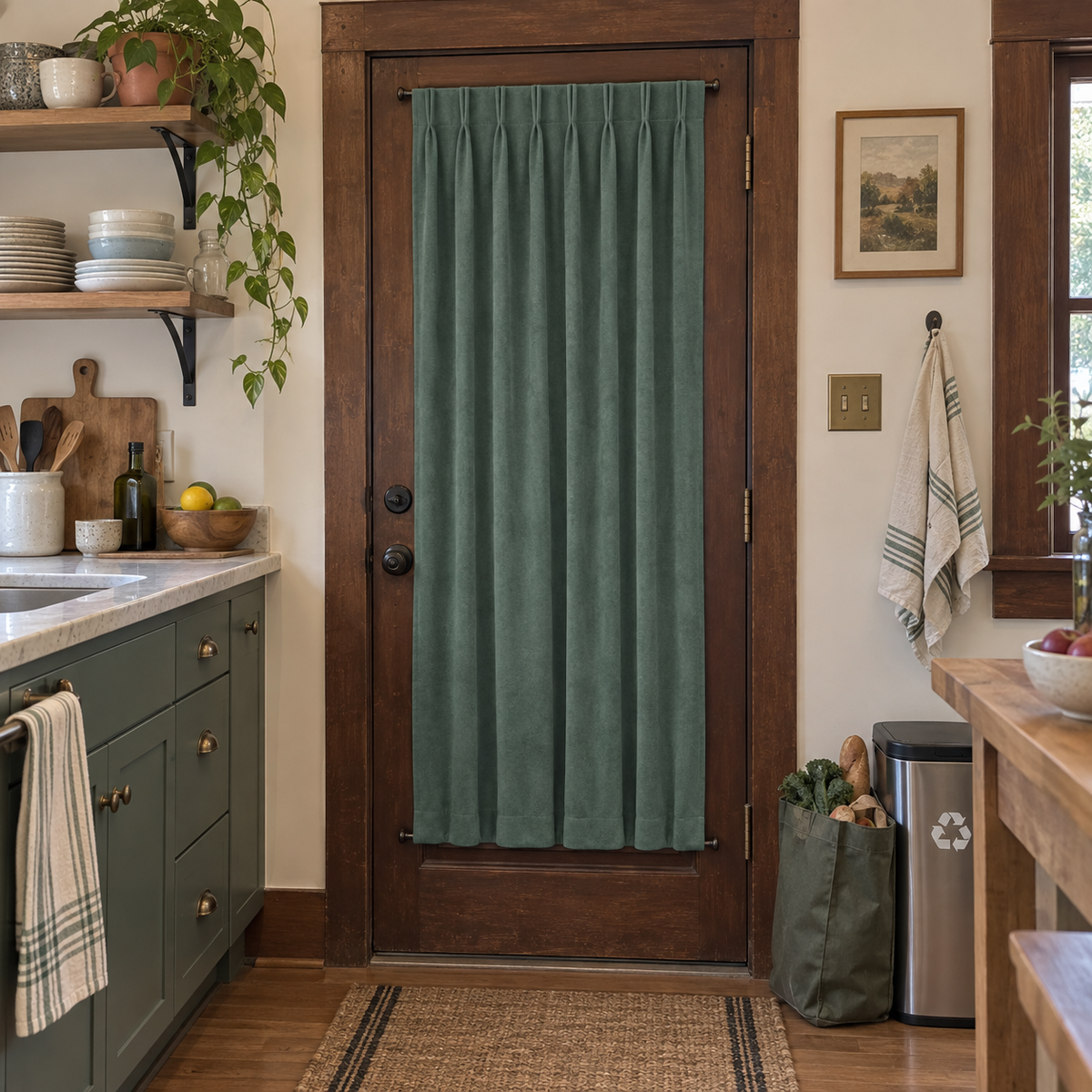 Jade Green Velvet Door Curtain
