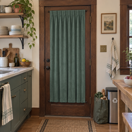 Jade Green Velvet Door Curtain