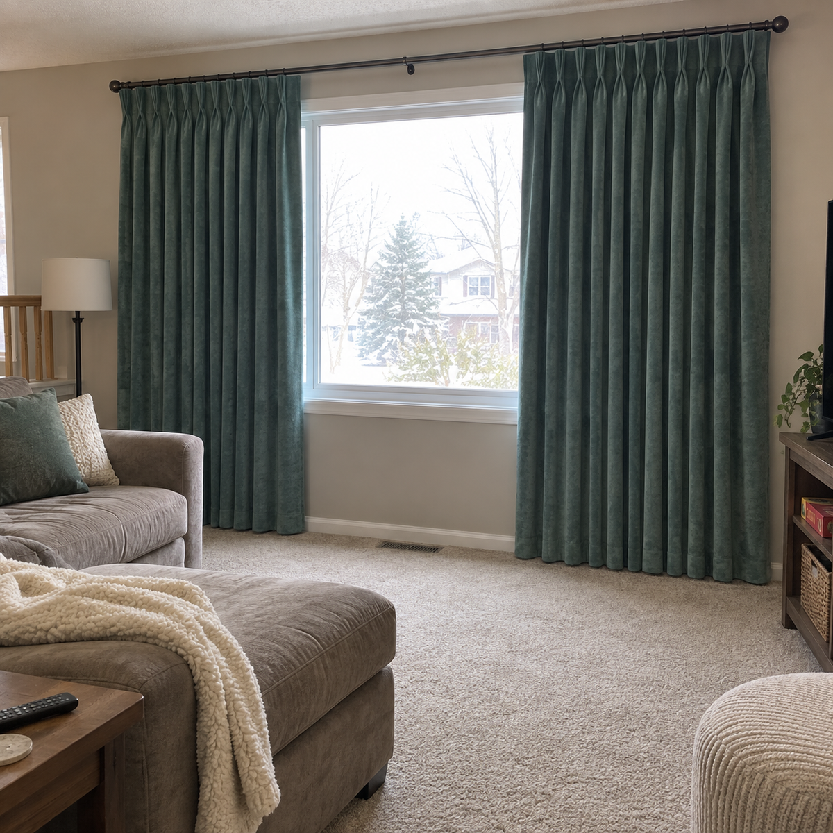 63 Inch Long Jade Green Velvet Curtains