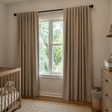 Mushroom Beige Linen Blackout Curtains