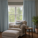 Aqua Blue Linen Pinch Pleat Curtains