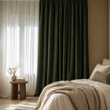 Vintage Green Double-Sided Cotton Blend Blackout Pinch Pleat Curtains