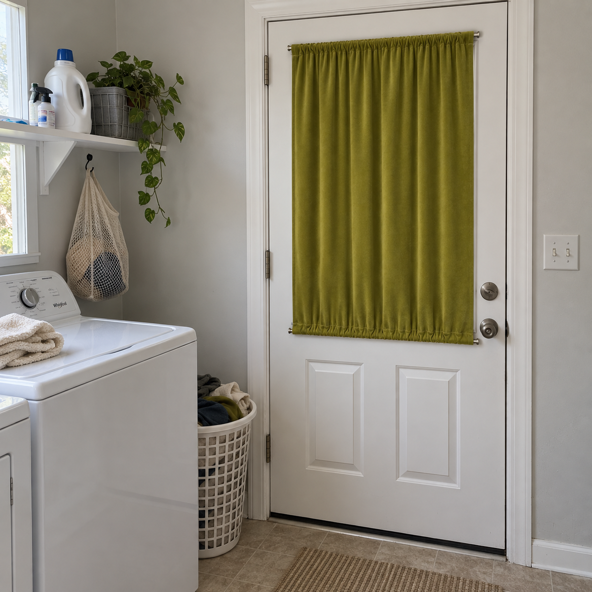 Avocado Green Velvet Door Curtain