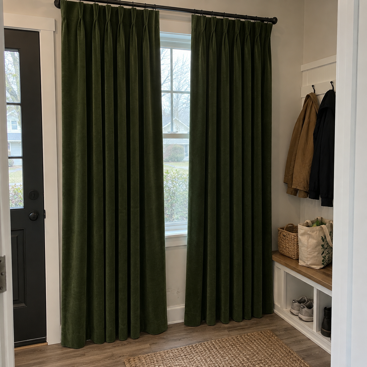 108 Inch Long Olive Green Velvet Curtains