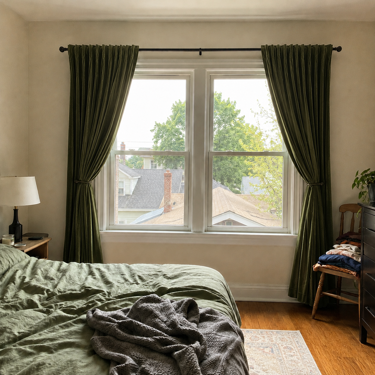 Olive Green Velvet Curtains