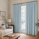Aqua Blue Linen Rod Pocket Curtains