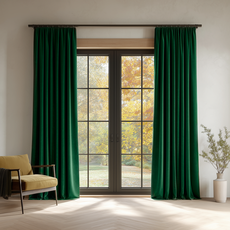 Peacock Green 5018 Velvet Pencil Pleat Curtains