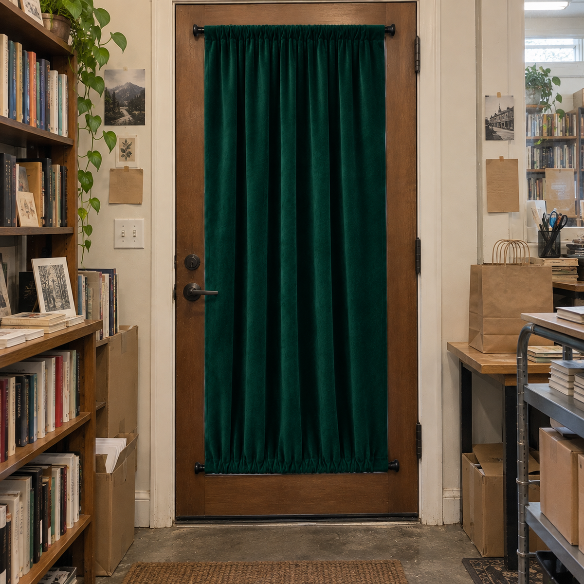 Peacock Green 5018 Velvet Door Curtain