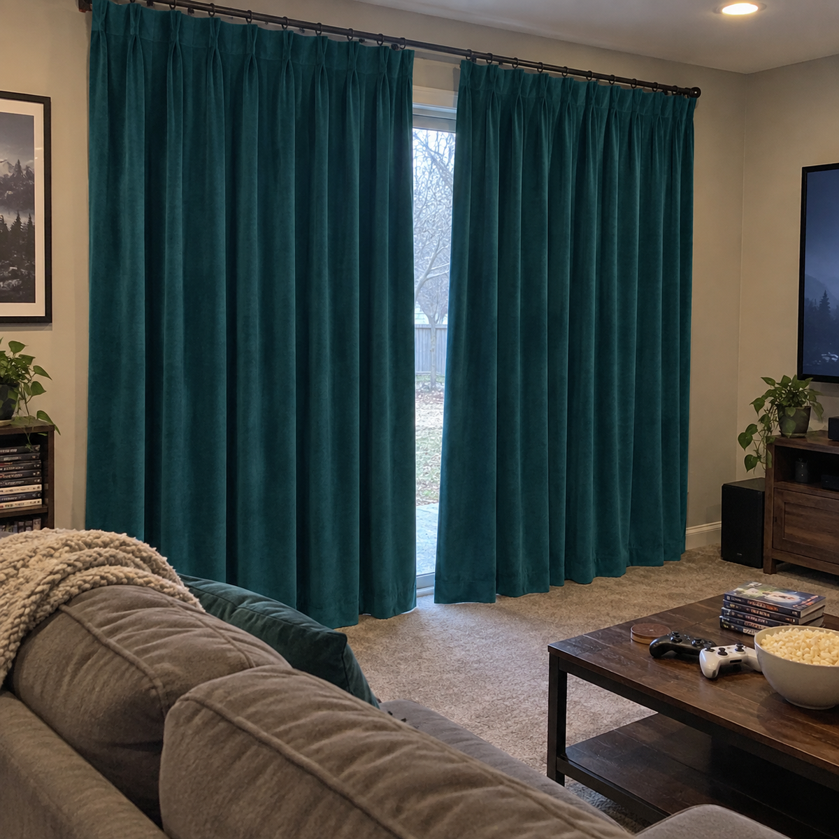 63 Inch Long Teal Velvet Curtains