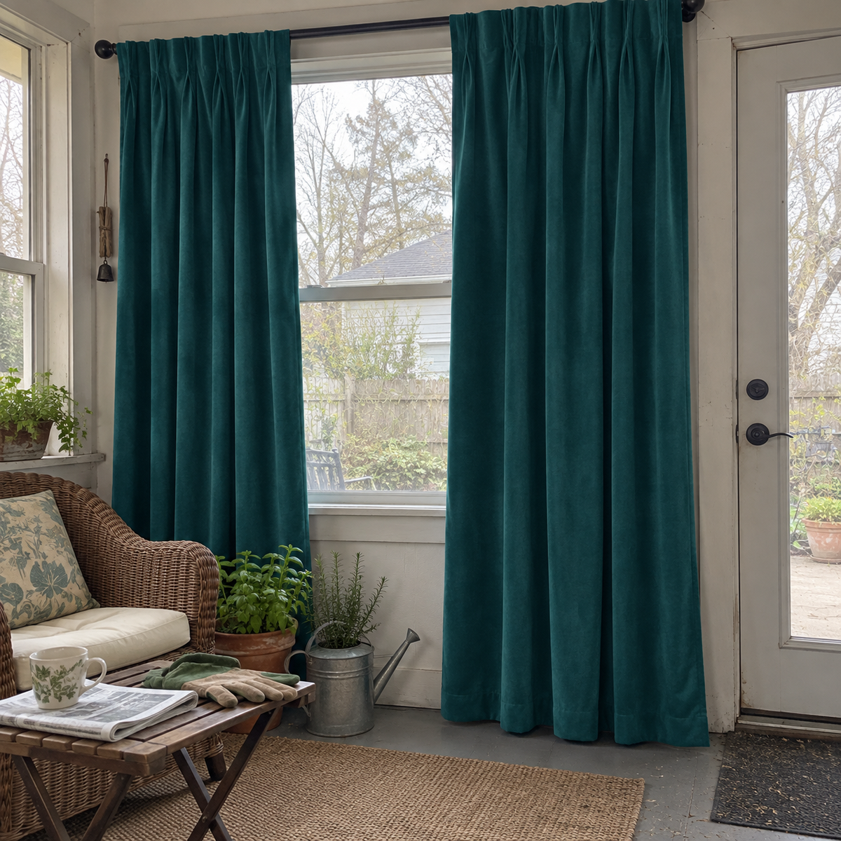 120 Inch Long Teal Velvet Curtains