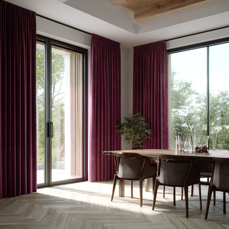 63 Inch Long Mulberry Red Velvet Curtains