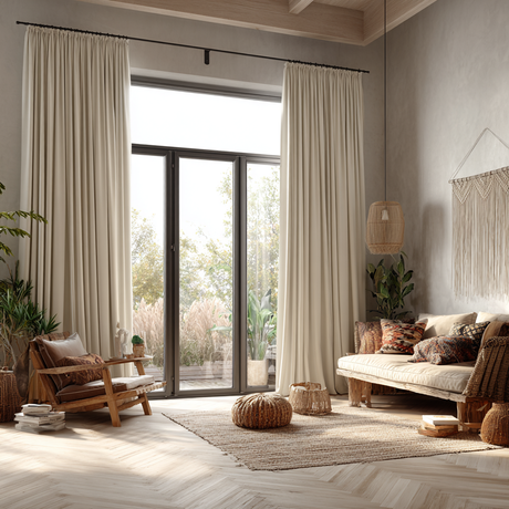 Cream White Velvet Pinch Pleat Curtains