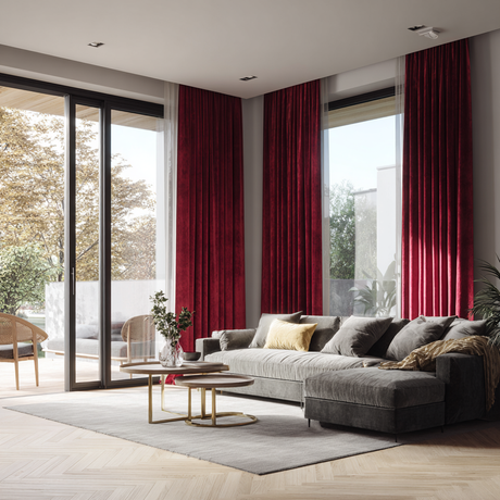 Crimson Red Velvet Curtains