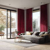 84 Inch Long Crimson Red Velvet Curtains