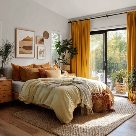 Golden Ochre Velvet Curtains
