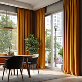 Golden Ochre Velvet Pinch Pleat Curtains
