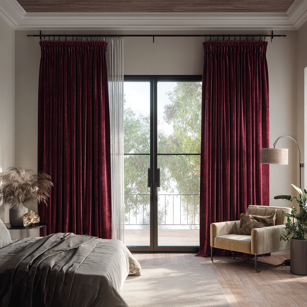 Burgundy Red Velvet Curtains