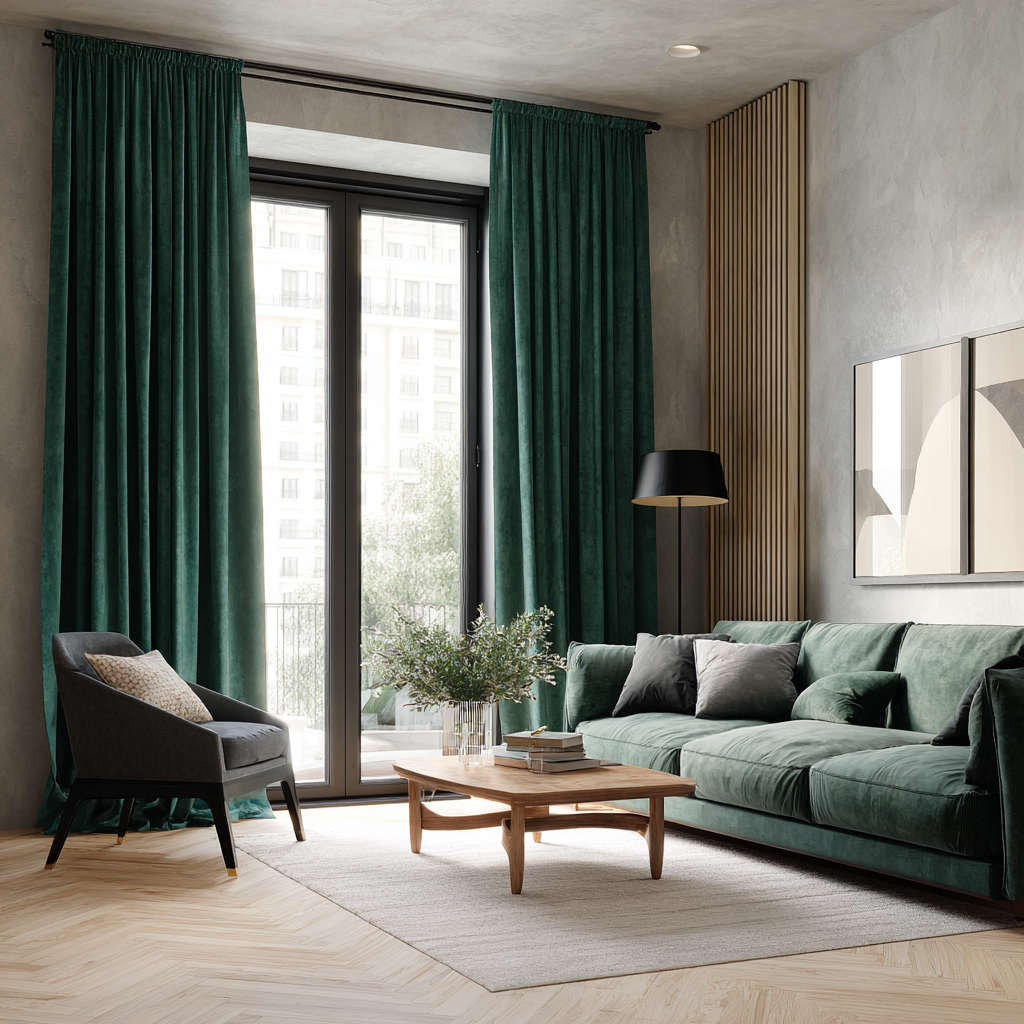 Teal Velvet Grommet Top Curtains