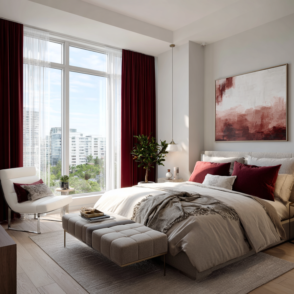 Wine Red Velvet Curtains
