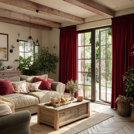 90 Inch Long Rose Red Velvet Curtains