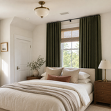 90 Inch Long Vintage Green Linen Curtains