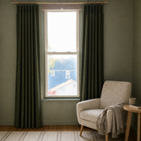 Vintage Green Double-Sided Cotton Blend Blackout Pinch Pleat Curtains