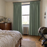 63 Inch Long Sage Mist Double-Sided Cotton Blend Blackout Curtains