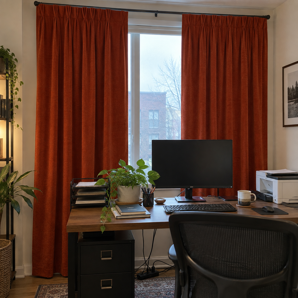 84 Inch Long Deep Scarlet Velvet Curtains