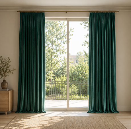 Teal Velvet Pinch Pleat Curtains
