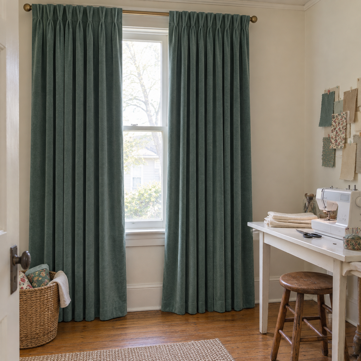 96 Inch Long Jade Green Velvet Curtains