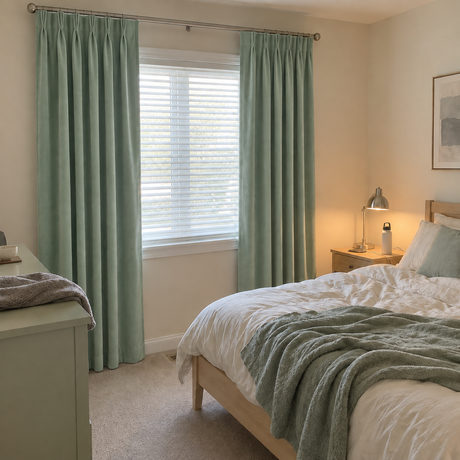 108 Inch Long Sage Green Velvet Curtains